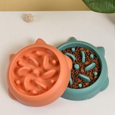 PP Material Pet Products Round Slow Feeder Dog Bowl Cute Healthy Dog Bowl