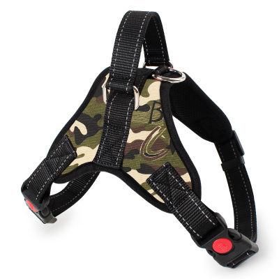 Camouflage Soft Padded Comfortable Harness, Fully Adjustable No Pull Reflective Dog Harness//