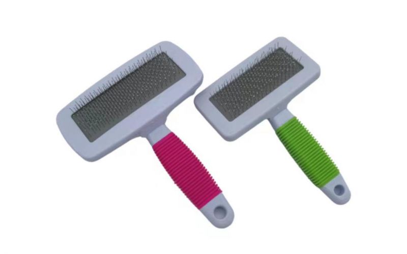 Stainless Steel Silicone Pet Hair Remover Dog Brush Grooming Green-S