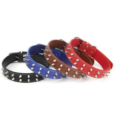 2022 Airtag Dog Collar Solid PU Dog Training Collar Rivet Punk Durable Collar Dog