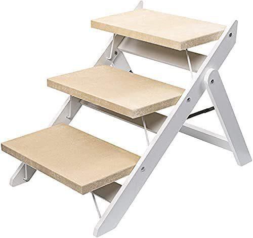 Flodable Wooden Dog Ladder Ramp 3 Tiers Stair Easy Store