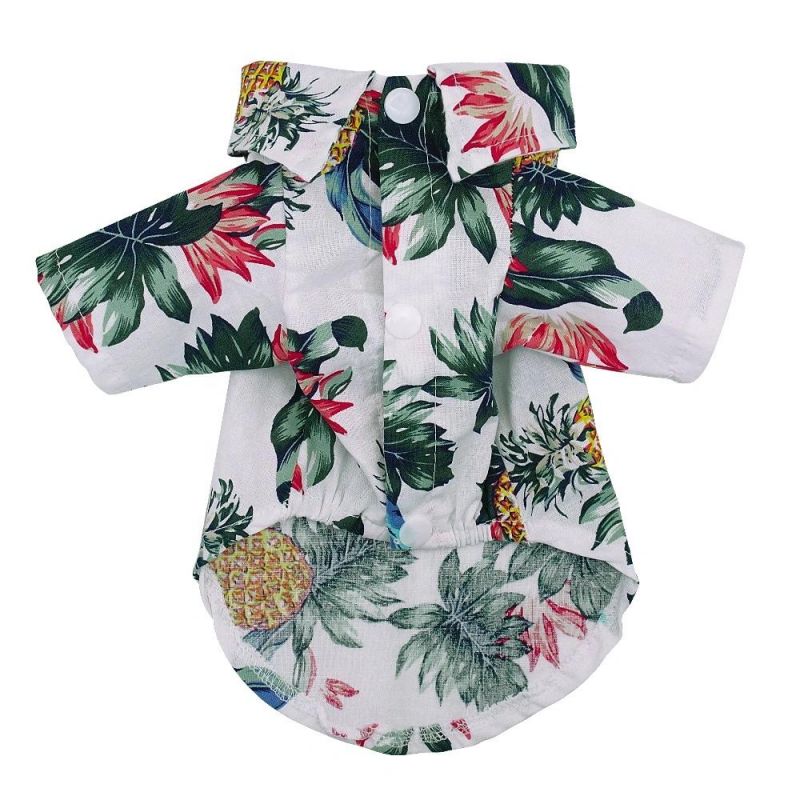 Hawaiian Style Cotton Printed Pet T-Shirt Dog Clothes Summer for Small Medium Dogs Cats