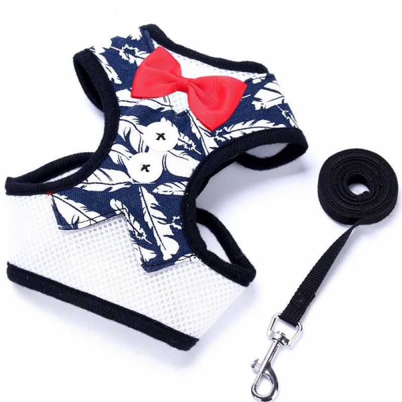 Bowtie Dog Harness Vest Adjustable Cat Harness Leash Set for Puppies, Kitten
