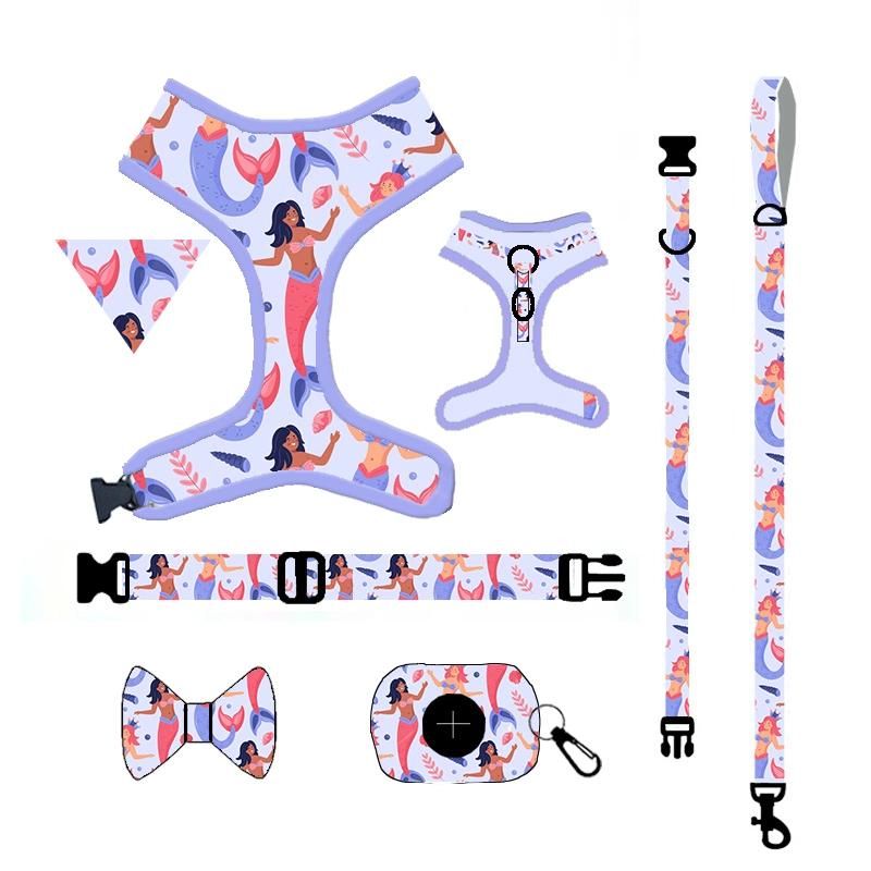 Sublimation Dog Supplies Ajustable Dog Harness and Leash Set Training Pets Accesories Print Pet Accessories Pet Toys