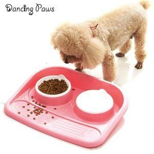 Cheap High Quality Environmentally PP Convenient Plastic Round Pet Dog Double Bowls Food Water Bowl