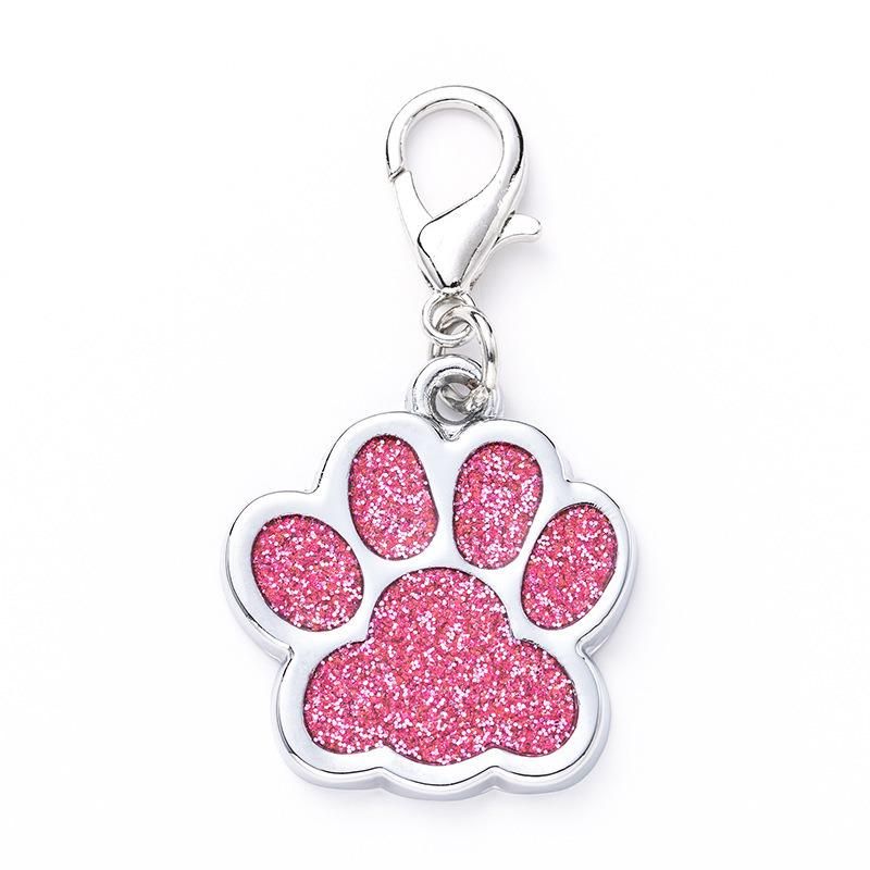 Animal Dog Cat Paw Print Charms Pendants Crystal Beads Glitter Footprint for Dog Tag Fit Pet Collar Necklace Pendant Chain