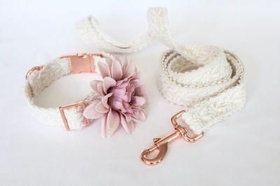 Floral Lace Dog Collar Matching Leash &amp; Collar Formal Wedding Dog Collar Elegant Lace Collar and Leash Set