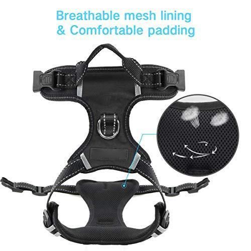Nylon Dog Harness Choke Free No Pul Easy Control Handle with Front / Back Leash Clips Dog Harness