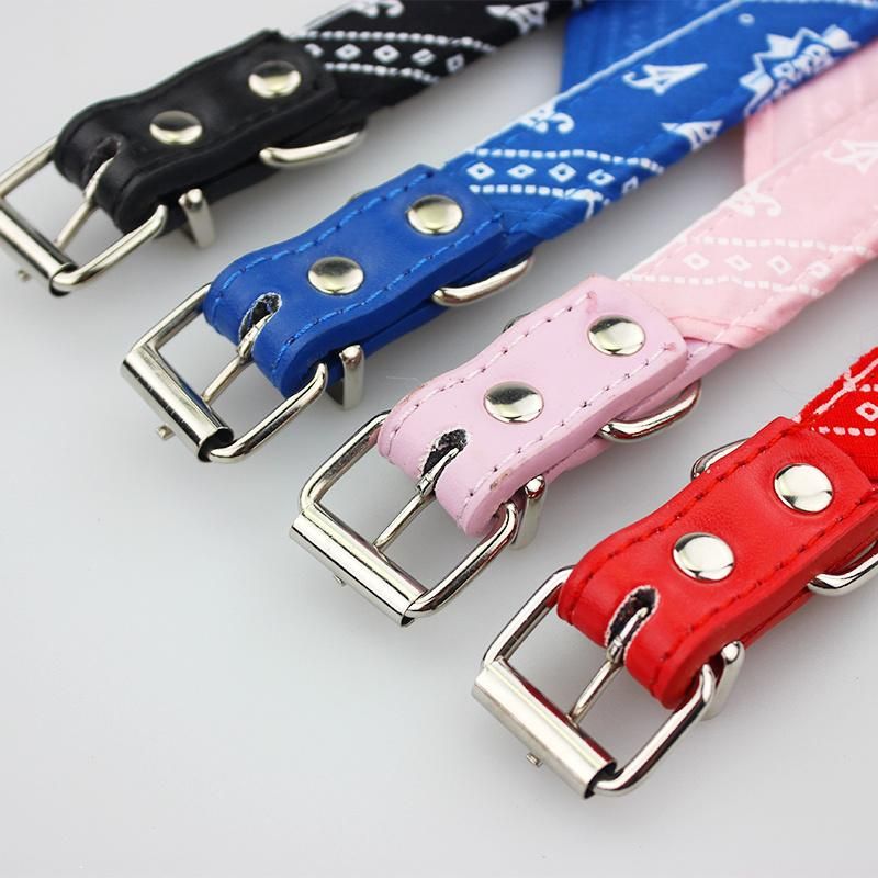 Leather Belt Pet Cat Dog Bandana Collar Triangular Binder, Vermelho