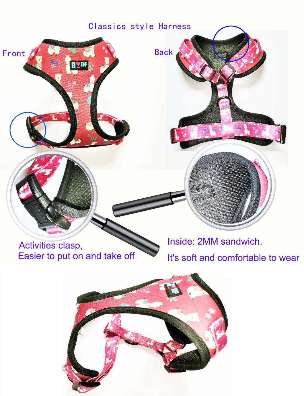 Latest Desirable Adjustable Polyester Pet Lovely Dog Harness Bow Tie and Leash Set