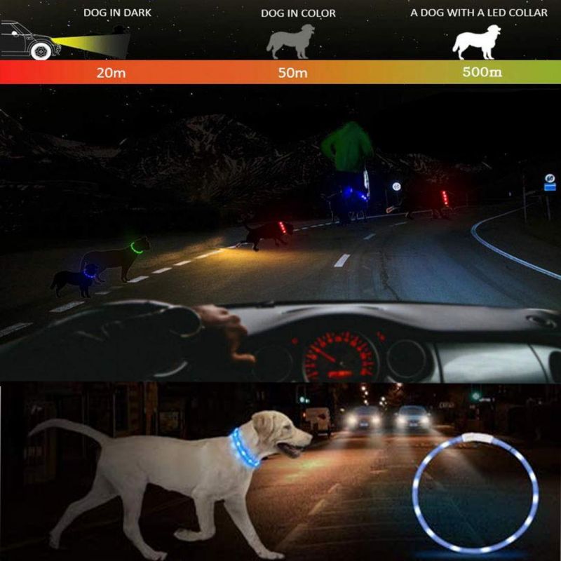 LED Glow Dog Collar USB Rechargeable Light up Collar Improved Pet Safety &Visibility at Night