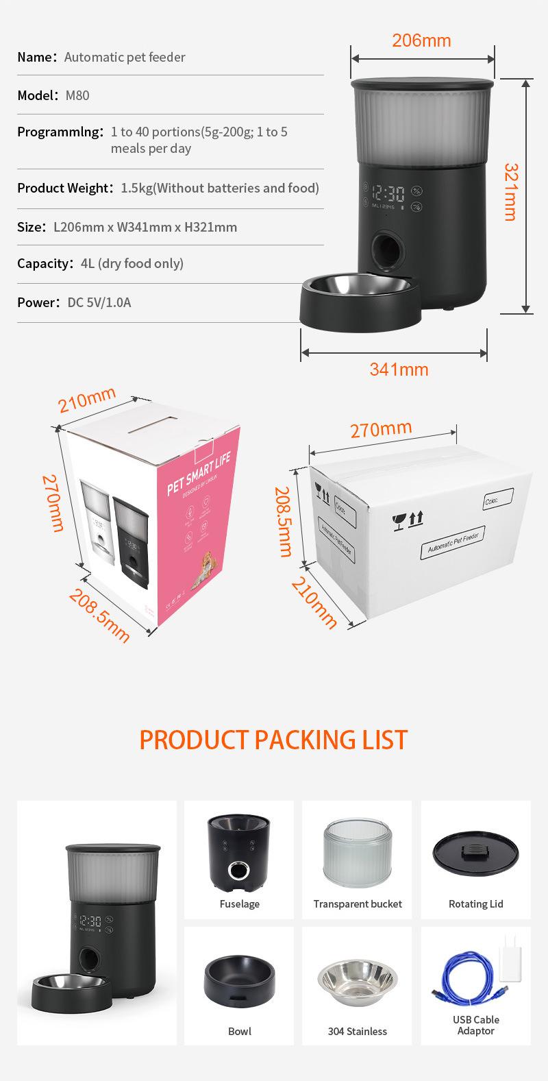 Automatic Pet Food Feeder Smart Pet Dispenser of Dog and Cat