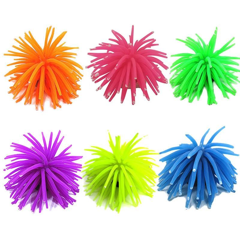 Underwater Landscape Fish Tank Accessories Silicone Sea Urchin with Sucker