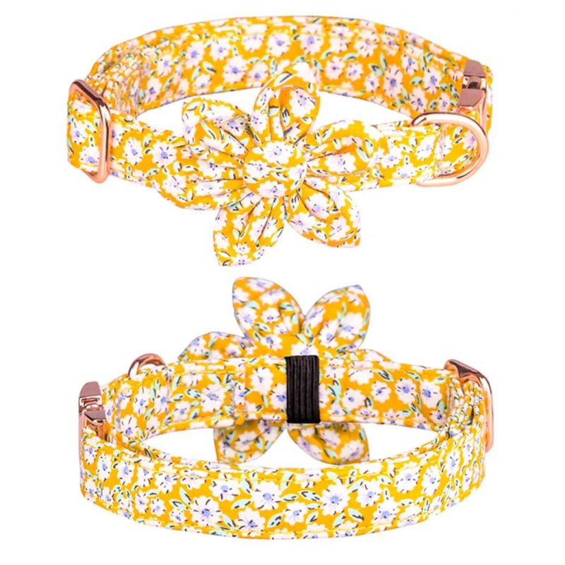 Hexapetalous Flower Pet Collar Soft Cotton Dog Collar