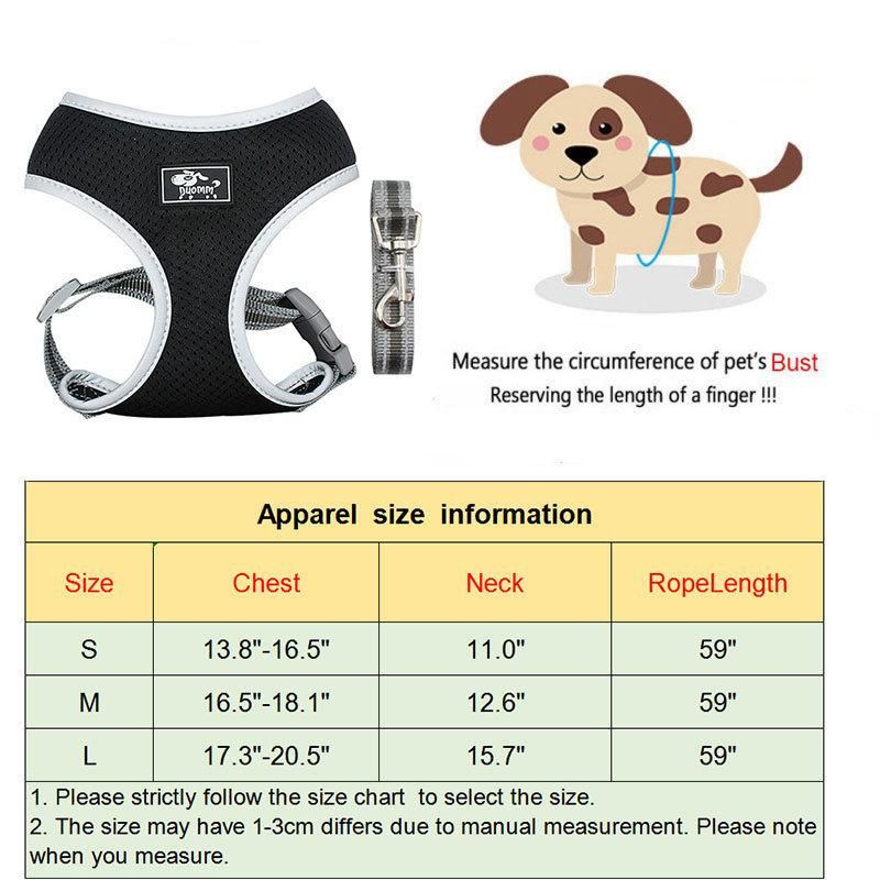 Reflective Chest Strap Breathable Vest Dog Harness Leash with Traction Rope Pet Accessories