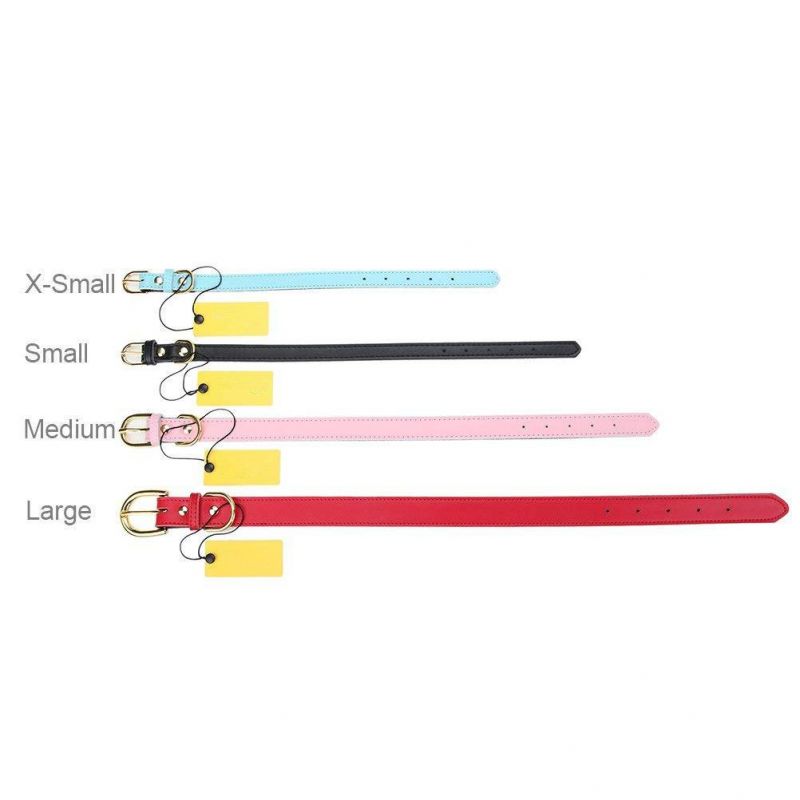 Basic Classic Padded Leather Pet Collars for Cats Puppy Small Medium Dogs