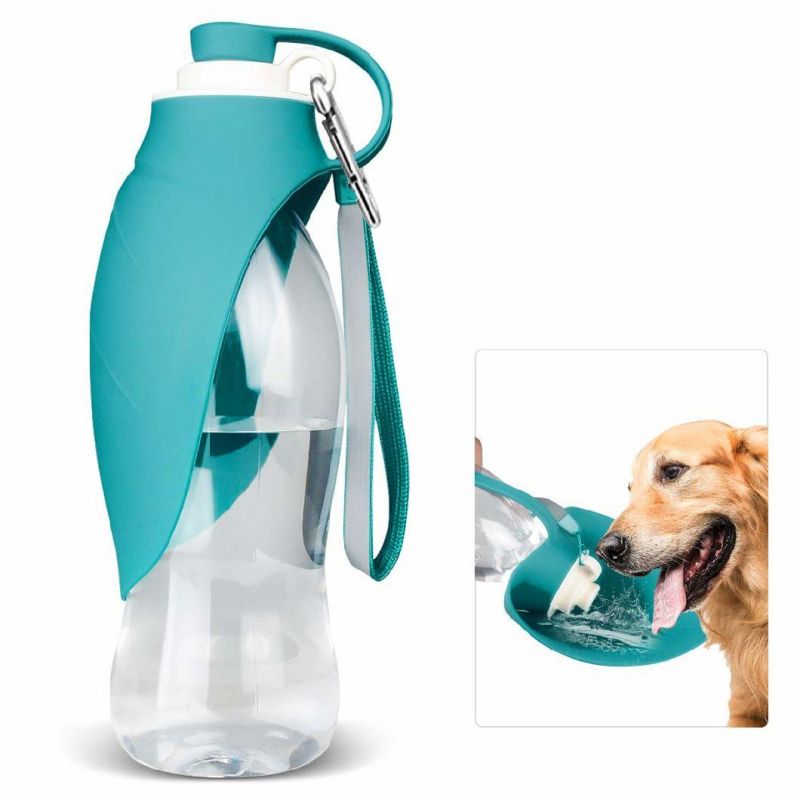 580ml Portable Pet Dog Water Bottle Soft Silicone Leaf Dispenser