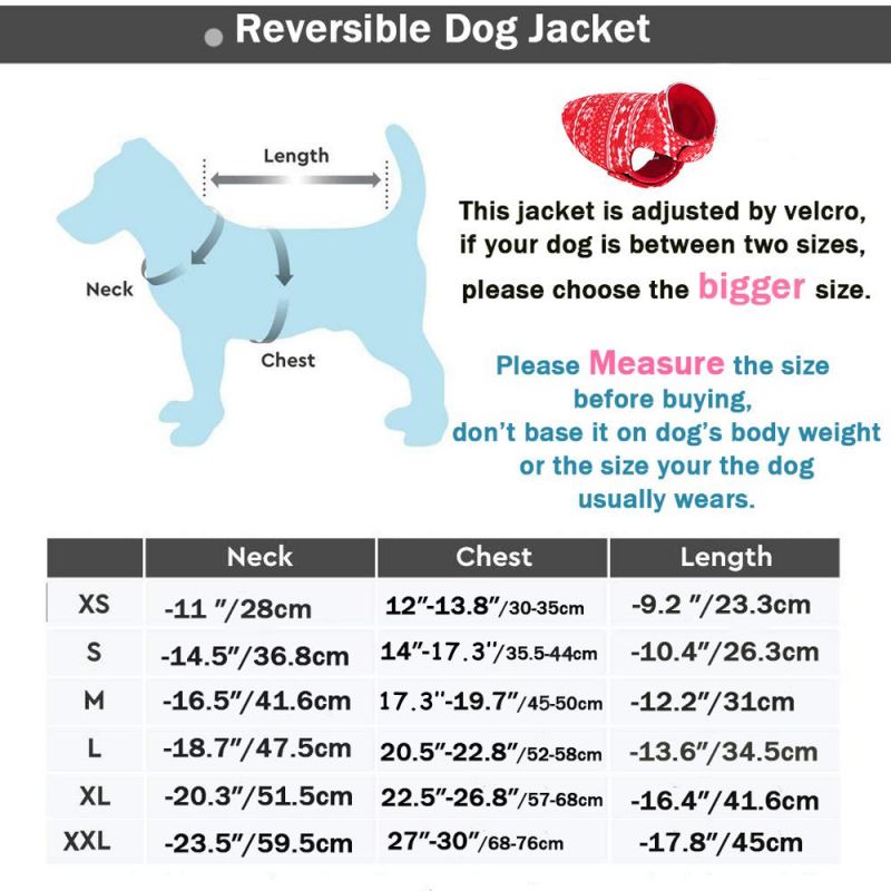 Reversible Classic Christmas Dog Warm Winter Jacket Polar Fleece Pet Dog Outwear Clothes Adjustable Freely Fleece Pet Dog Coat