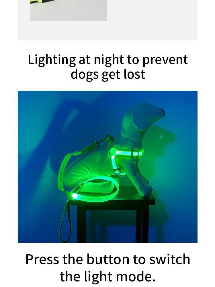 Quality Ventilation Brilla Pet Pecho Espalda LED Strip Dog Harness
