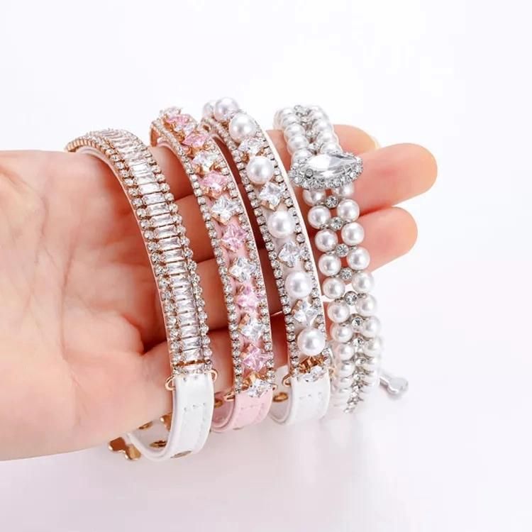 Diamond Pink Bling Dog Collar Luxury Dog Collars Designer Cat Jewelry Necklace Pet Accessories