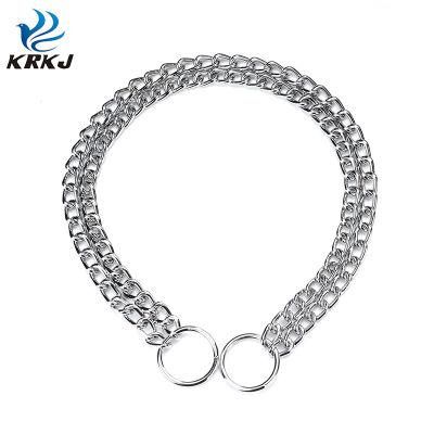 Seamless Welding Rust-Proof Fashion Tactical Military Double Row Metal Chain Dog Collar