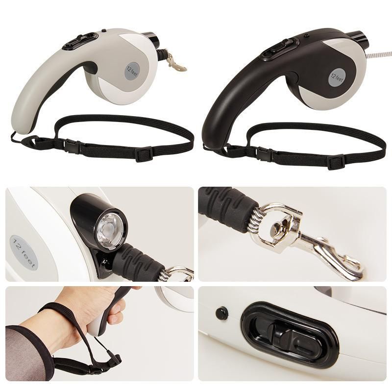 Automatic Portable LED Retractable Dog Leash Muzzle with Light