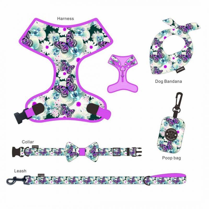 2021 Printed Pet Traction Rope Dog Harness Set Reflective Dog Chest Strap Suit Cat Rope Pet Supplies