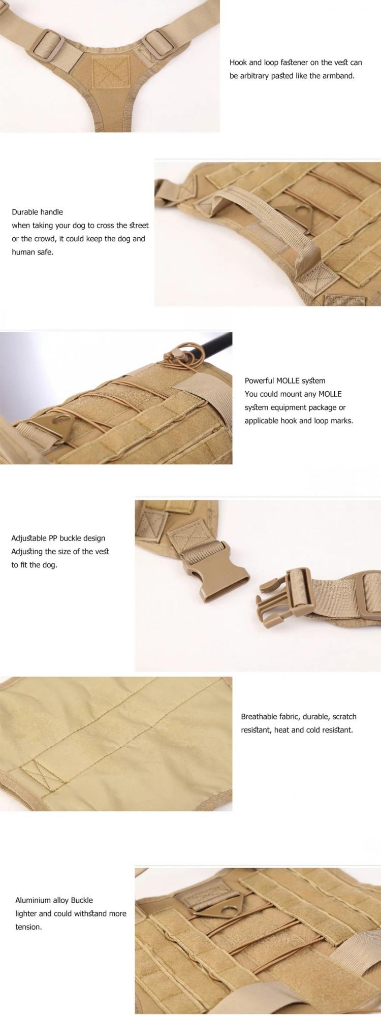 Large Dog Tactical Service Pet Harness with Little Bags