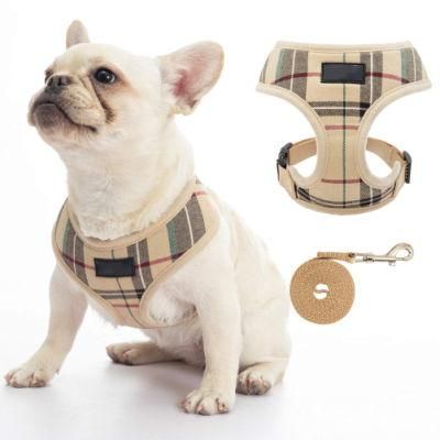 Soft Mesh Dog Harness Puppy Pet Comfort Padded Vest with Classic Plaid Design
