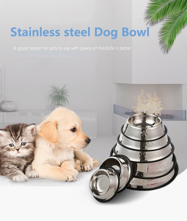 Wholesale Stainless-Steel Non-Skid Silicone Mat Pet Dog Feeder Water Bowl
