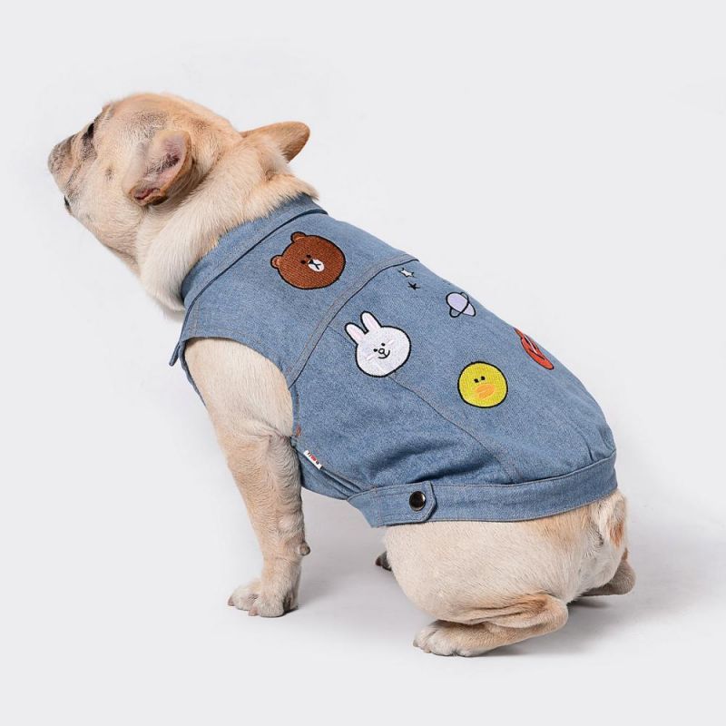 Summer New Casual Pet Dog T-Shirt Clothing Wash Denim T-Shirt Embroidery Dog Clothing Wholesal