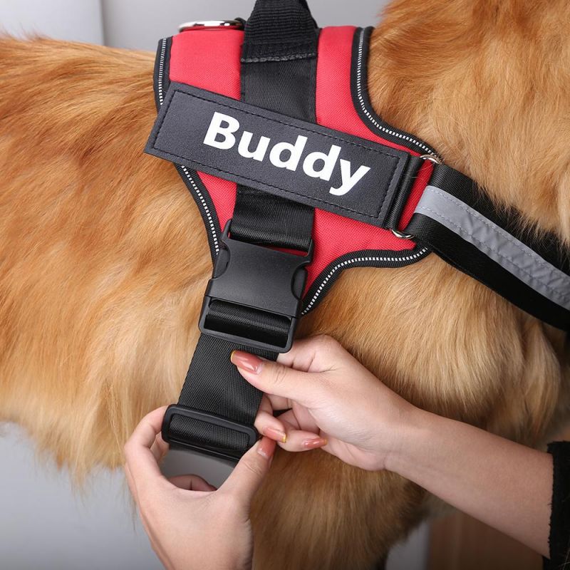 Dog Harness No Pull Reflective Breathable Adjustable Pet Harness Vest with ID Custom Patch Outdoor Walking Dog Supplies
