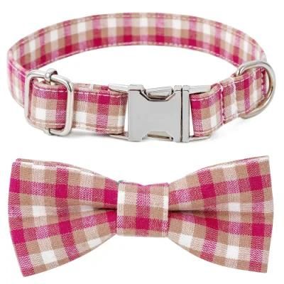 Free Samples Wholesale Pet Products Plaid Printed Adjustable Metal Buckle Dog Collar