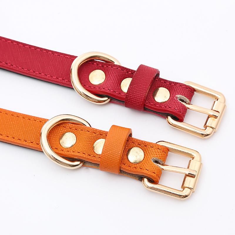 OEM Luxury Genuine Leather Dog Collar Soft Padded Puppy Leather Large Collars for Large Medium Small Dogs