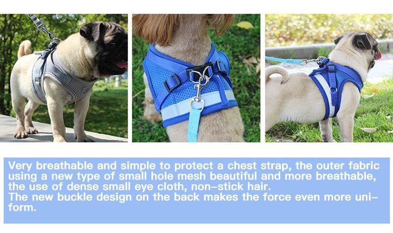 Vest Harness Leash Adjustable Mesh Vest Dog Harness Collar Chest Strap Leash Harnesses