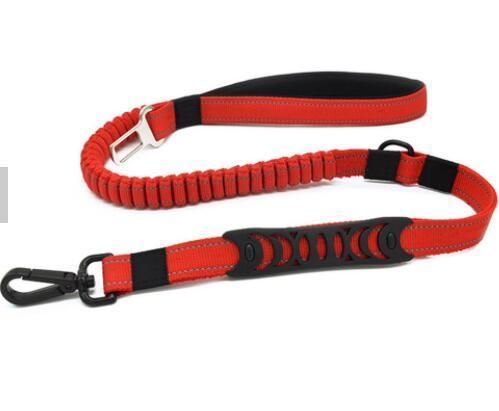 Reflective Dog Walking Training Shock Absorbing Bungee Leash with Car Seat Belt Buckle