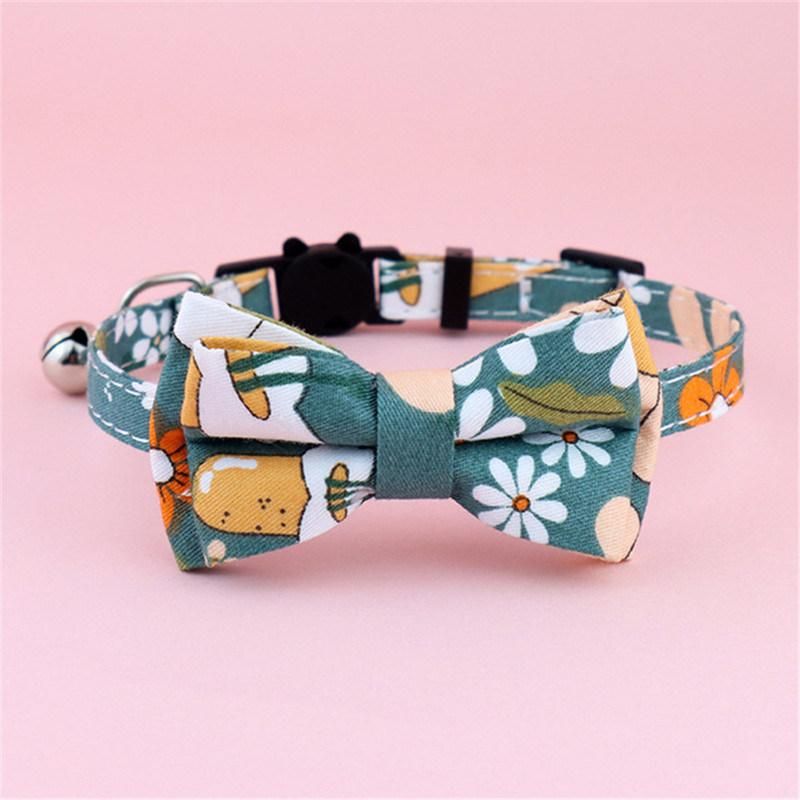 Portable and Fabric Pet Collars with Bell and Bow Tie