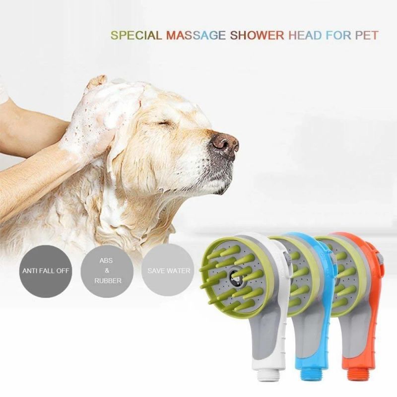 Pet Shower Head and Pet Massage Shower Sprayer and Anti-Slip Handheld Pet Bathing Massage Brush Showerhead Attachment