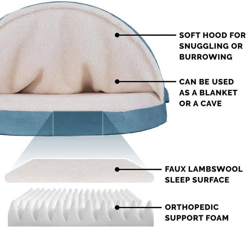 Orthopedic Round Cuddle Nest Faux Sheepskin Snuggery Blanket Burrow Pet Bed