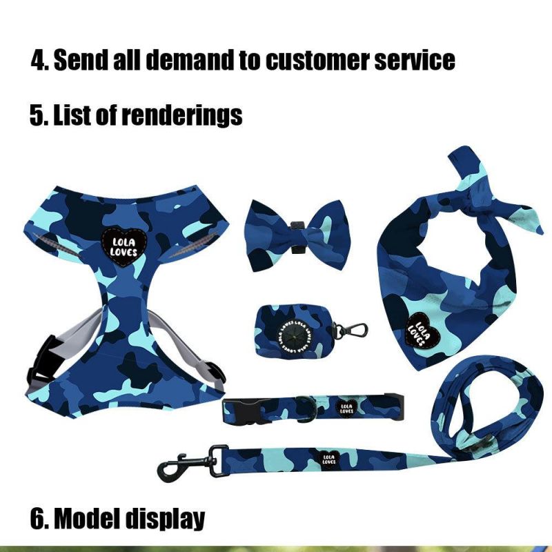 Pet Supplies Dog Leash Set Fabric Custom Dog Harness Dog Collar Leash Bandana Whole Set