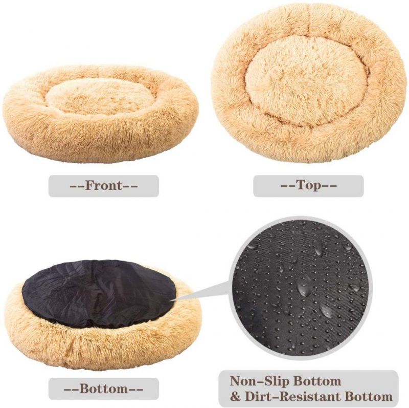 Cheap Cama De Perro 40cm 120cm Custom Fur Canvas Warm Round Donut Cuddler Luxury Animal Bed Cat Cushion Pet Beds for Dog