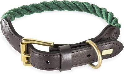 Braided Cotton and Leather Finish Dog Rope Collar