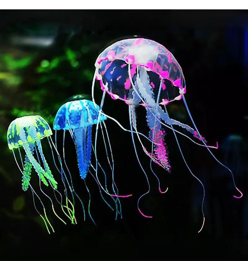 Artificial Glowing Effect Jellyfish Colorful Fish Tank Aquarium Decor Ornament