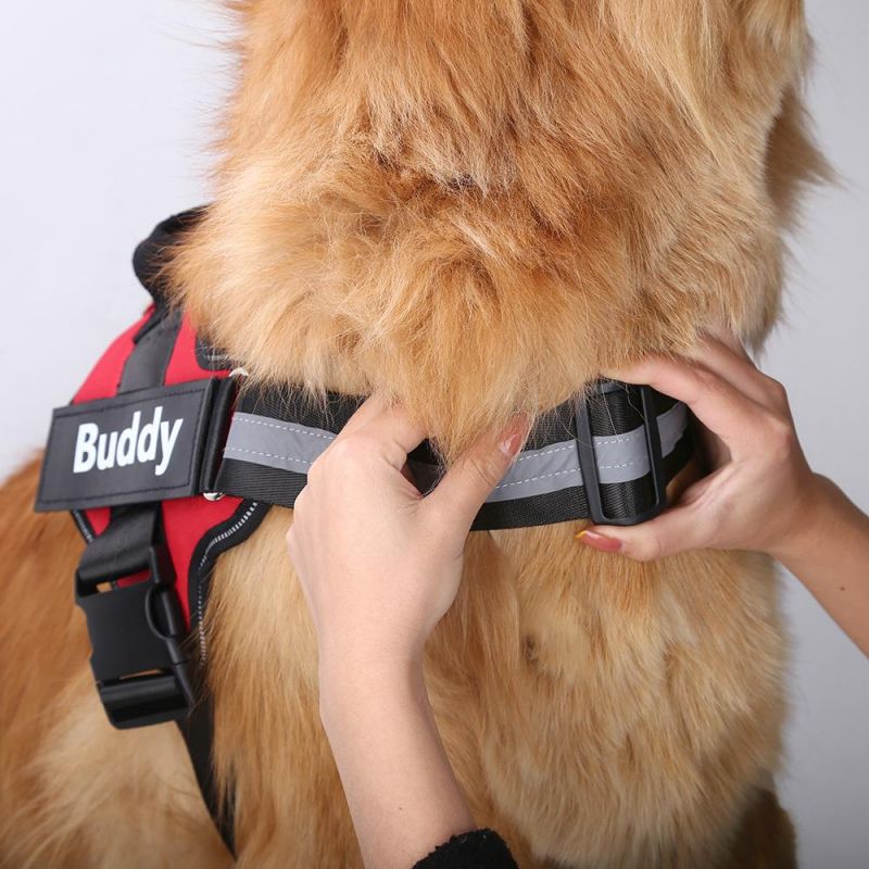 Dog Harness No Pull Reflective Breathable Adjustable Pet Harness Vest with ID Custom Patch Outdoor Walking Dog Supplies