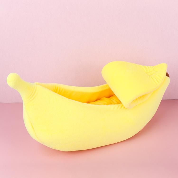 Wholesale Manufacturer Banana Shape Plush Cat Bed Pet Warm Bed for Cats Dogs Pet Accessories