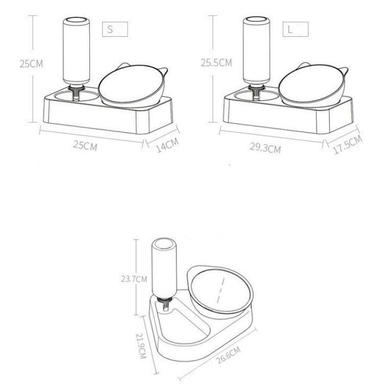 Adjustable Rectangular Base Cat Double Bowl Automatic Drinking Water Bowl