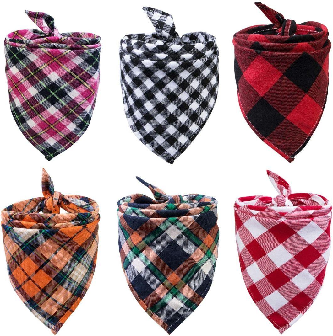 Washable Reversible Triangle Bibs Scarf, Plaid Painting Kerchief