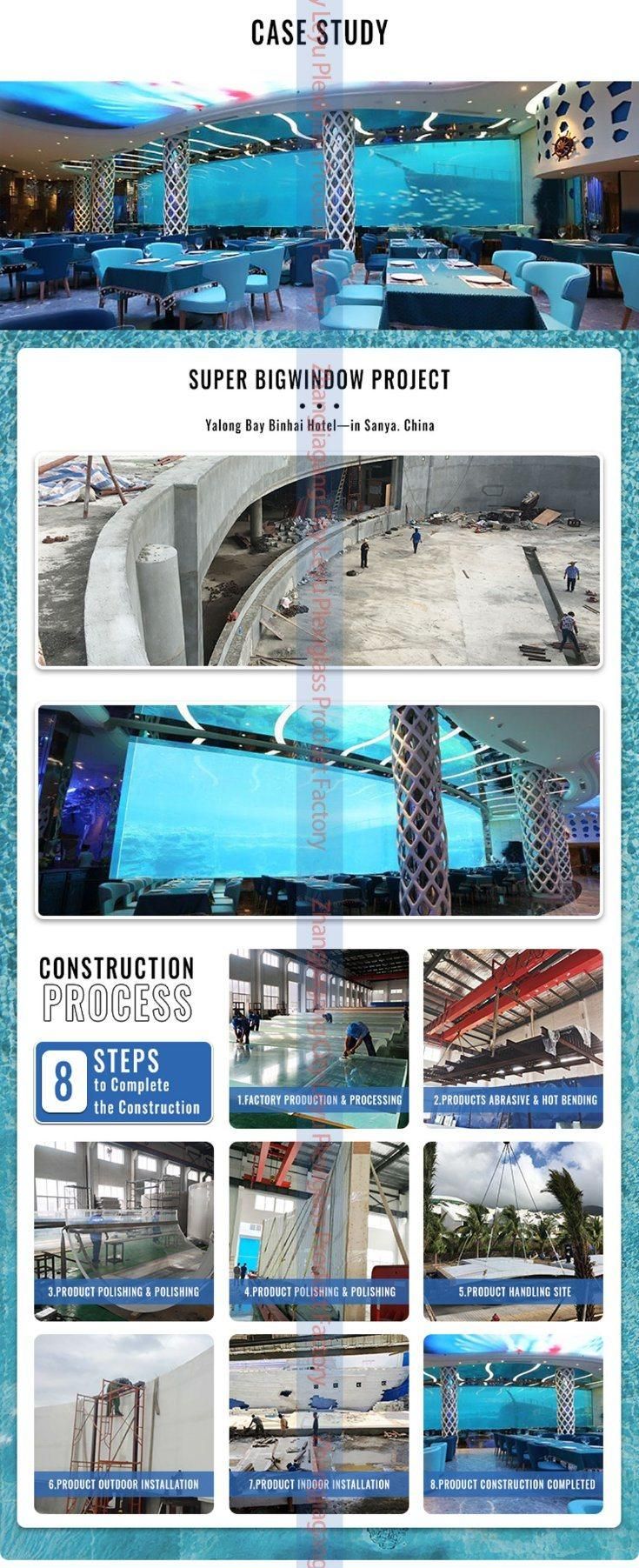 Large Acrylic Aquarium Tunnel with Acrylic Sheet Underwater Restaurant Project