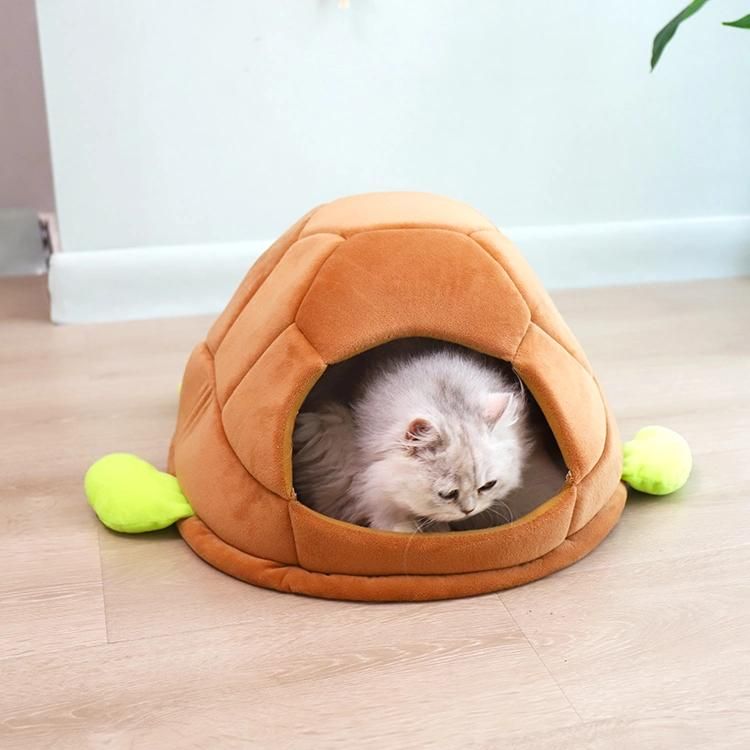 New Style Cute Semi-Closed Pet Beds Soft Comfortable and Warm Tortoise Shell Cat Bed House