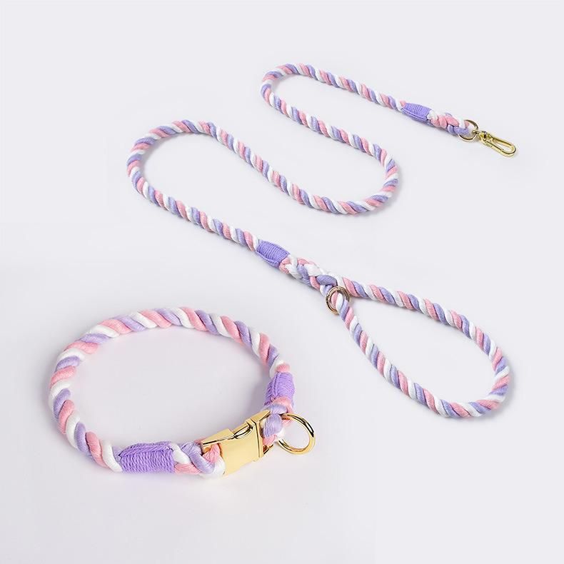 Custom Pet Leash Comfortable Dog Rope Leash Dog Metal Accessories Collar and Leash Set